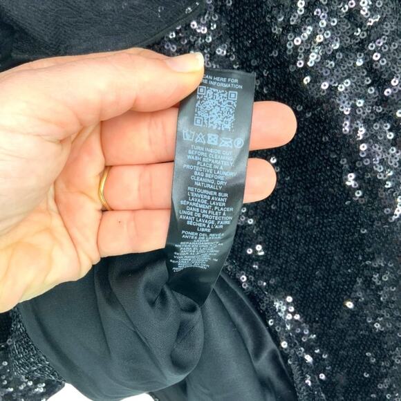 ASOS LUXE Halter Neck Wire Lace Organza Mini Dress Black Sequin Size 8 NWOT $135 - Picture 7 of 9